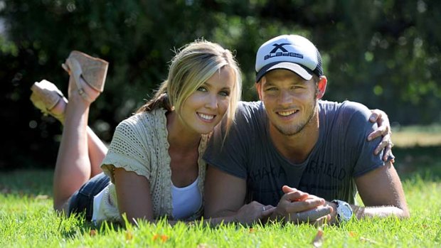Time to relax: Western Bulldog Justin Sherman with his wife Jackie.