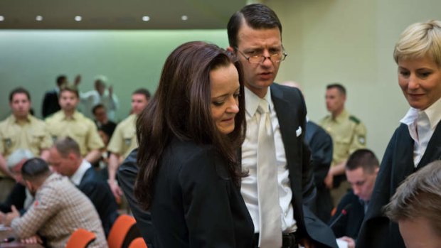 Only surviving member of Neo-Nazi trio: Beate Zschaepe in court  on the first day of her trial.