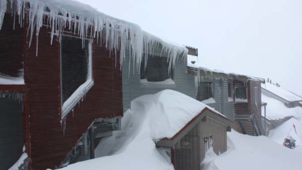 The scene a Mt Hotham yesterday.