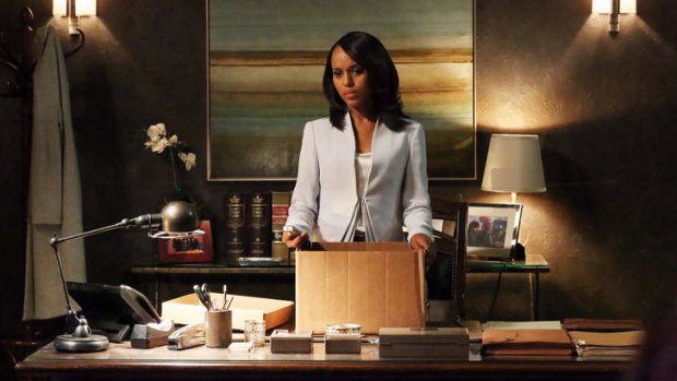 Show and tell: Olivia Pope's (Kerry Washington) wardrobe in <i>Scandal</i> 'serves as a metaphor for plot turns and the show's psychological climate'.