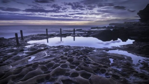 The witching hour: Palacios would rise at 4am to capture pools, such as Coogee's Ivo Rowe pool, in the light of dawn.