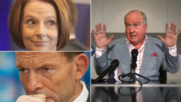 Gender wars: (Clockwise from top left) Julia Gillard, Alan Jones and Tony Abbott.