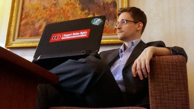 No regrets: Edward Snowden in a Moscow hotel room in December, 2013.