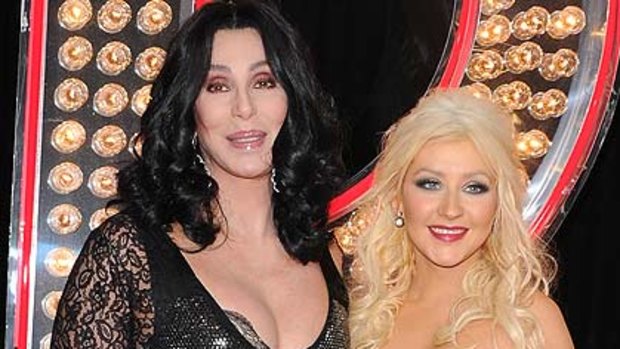 Christina Aguilera with Burlesque co-star Cher.