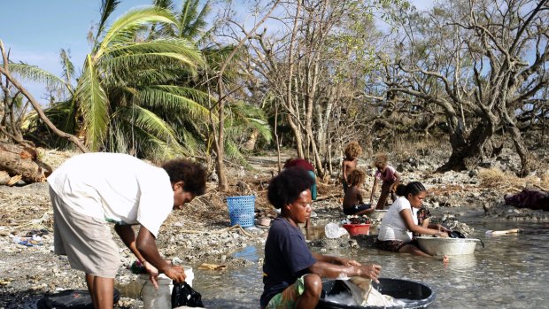Women on Tanna Island after Tropical Cyclone Pam: "The worst cyclone in living memory''.