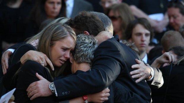 Grieving family ... the funeral for murdered RNS Nurse Michelle Beets in Chatswood.