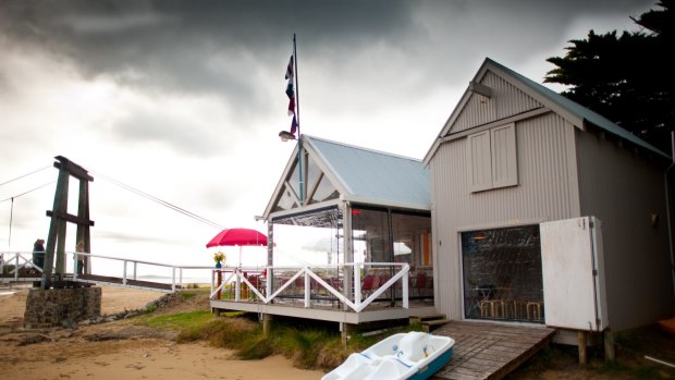 Beach-shack chic: The Swing Bridge Cafe sits on the mouth of the Erskine River.