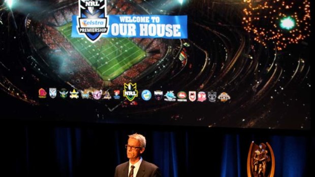 Playing hardball ... NRL chief executive David Gallop, pictured at the 2011 NRL season launch, plans to temporarily shut out Foxtel.