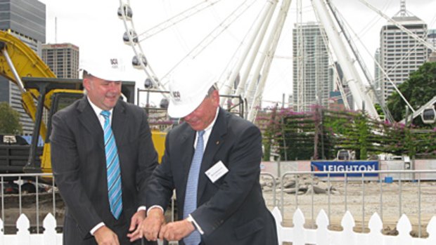 Infrastructure Minister  Anthony Albanese with ABC chairman Maurice Newman at today's sod-turning.