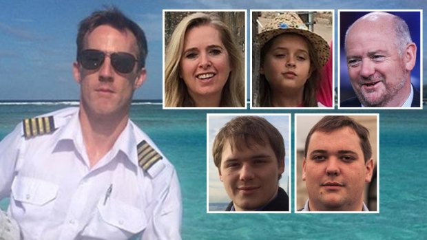 The victims of the crash: pilot Gareth Morgan, Richard Cousins, his two sons William and Edward, his fiancee Emma Bowden and her 11-year-old daughter, Heather. 
