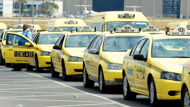Taxis queue at Melbourne Airport.