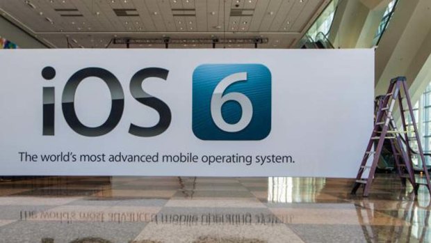 Banners promoting Apple's new software iOS6 have gone up ahead of its Worldwide Developers Conference.