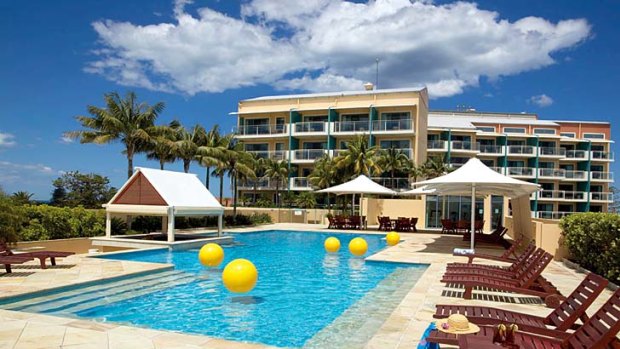 What party? ... the rooftop pool at the Oaks Waterfront Resort.