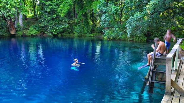 The Nanda Blue Hole on the island of  Espiritu Santo in  Vanuatu.
