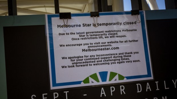 A sign outside the Melbourne Star on Monday.