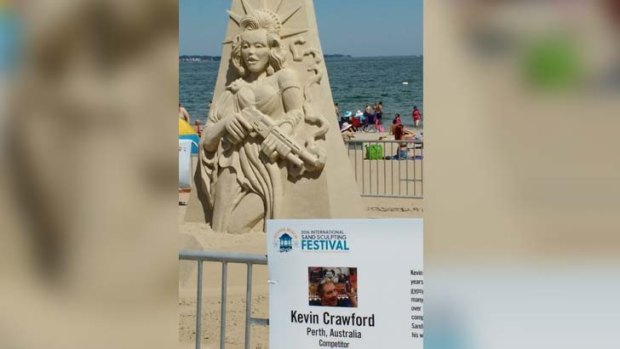 Kevin Crawford's thought-provoking entry in the sand sculpting competition.