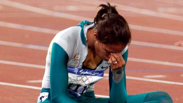 Emotion runs high ... Freeman after her 400m race.