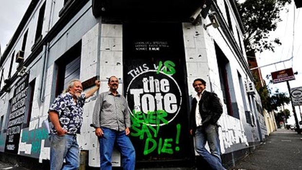 Taking over the Tote: New publicans Jon Perring (left), Sam Crupi and Andrew Portokallis.
