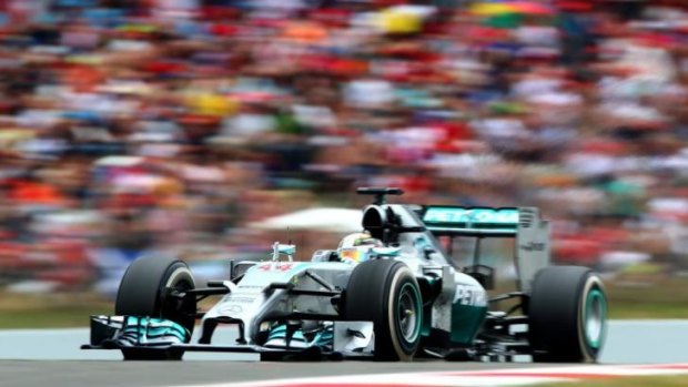 Eventual winner Lewis Hamilton during the Spanish Formula One Grand Prix at Circuit de Catalunya on Sunday.