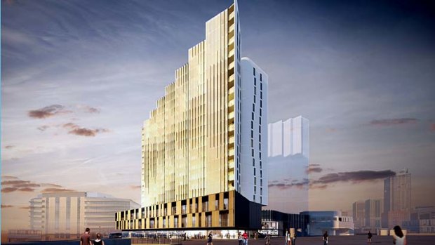 An artist's illustration of the planned new M Docklands building, which will house Peppers Docklands, a new five-star hotel.