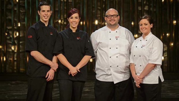 Last supper: (from left) Elle and Jake Harrison, and Dan and Steph Mulheron will contest the <em>My Kitchen Rules</em> finale.