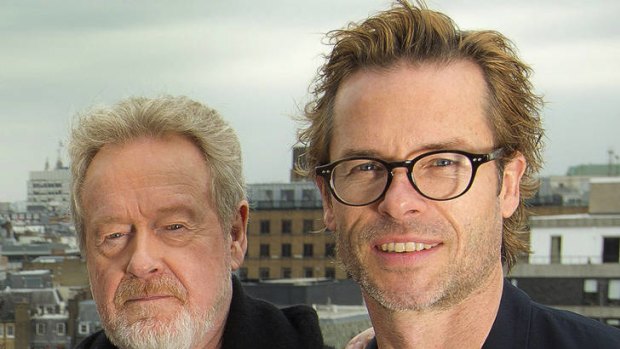 Guy Pearce with Director Sir Ridley Scott of Prometheus.