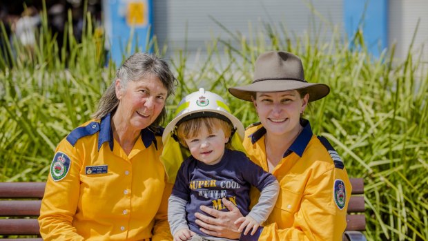 Anne McVily-Price, with grandson Aidan Price 17-months-old, and daughter-in-law Captain Kathleen Harvey enjoyed the warmer weather at the Old Bus Depot Markets on Sunday.