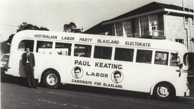 Kennedy style campaign: Paul Keating's campaign bus in 1969.
