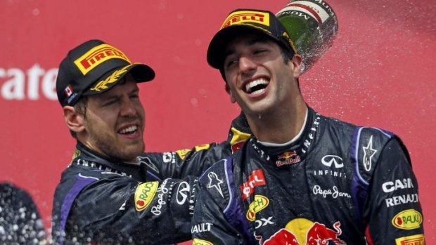 Australian upstart Daniel Ricciard, right, has had the jump on Vettel this season.