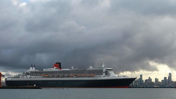 The Queen Mary 2 would usually expect to dock at Station Pier but was bumped as the space was taken up by another cruise liner, Celebrity Solstice.
