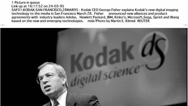 Flashback: Kodac chief executive George Fisher explains Kodak's new digital imaging technology to the media in San Francisco in 1995.