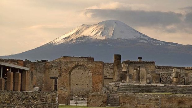 Romancing the throne... Mount Vesuvius overlooks the ruins of Pompeii.