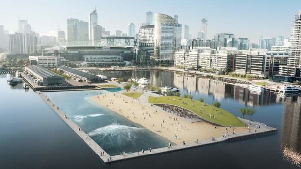 Surf in the city: an artist's impression of the Docklands wave pool.