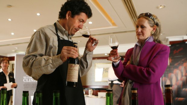 Peter Gago, chief wine maker for Penfolds (L).