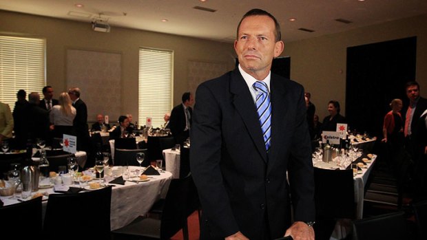 Tony Abbott at the National Press Club yesterday: Policies on the menu, but no self-analysis.