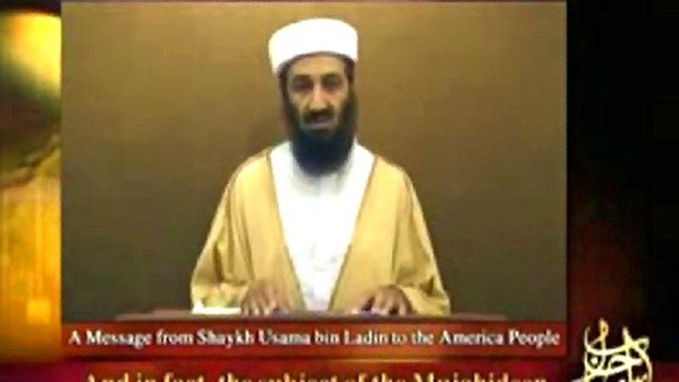 Osama bin Laden in a speech broadcast last year. He is reportedly planning an attack against the United States that will "outdo by far" September 11.