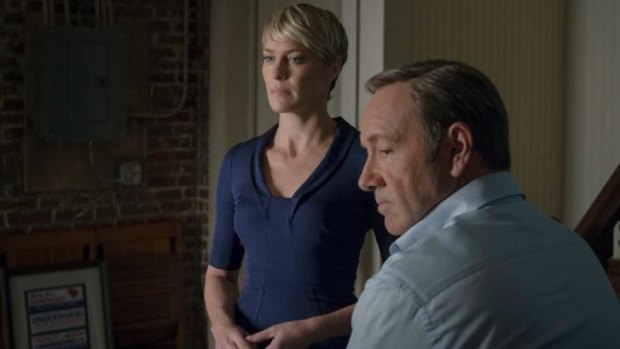 Robin Wright and Kevin Spacey in <i>House of Cards</i>.