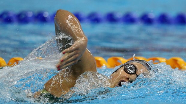 Backed off ... Stephanie Rice of Australia takes it easy in the freestyle leg of the 400m IM.
