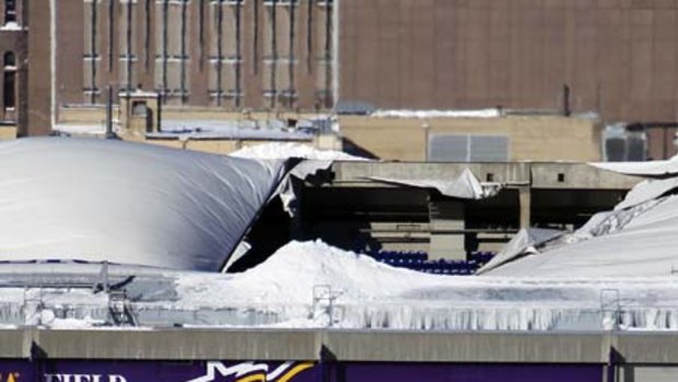 Hole in the roof ... the game between the Minnesota Vikings and New York Giants has been rescheduled.