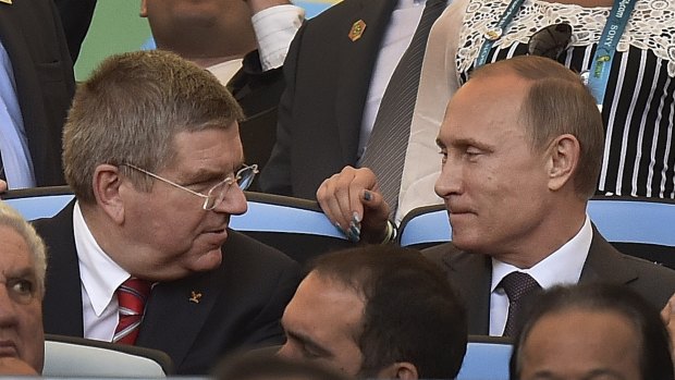 Close relationship: IOC president Thomas Bach with Russian president Vladimir Putin.