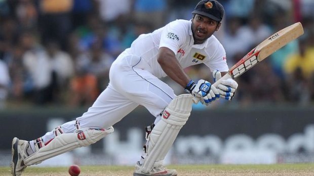 Sri Lanka's Kumar Sangakkara glances a ball down the legside during his unbeaten knock of 58.