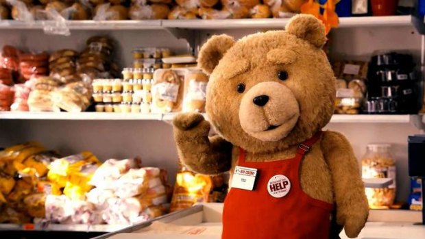 Ted, voiced by Seth MacFarlane, is crass and boorish.