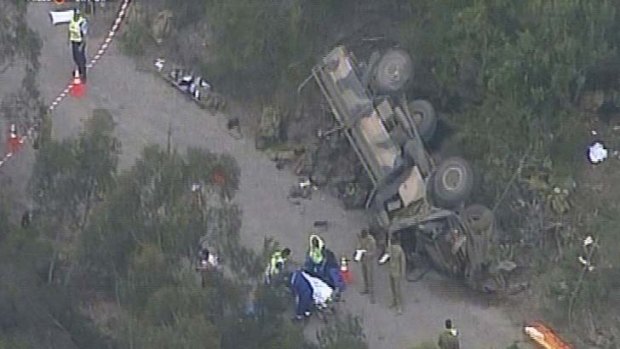 Truck flips ... 17 people have been injured.