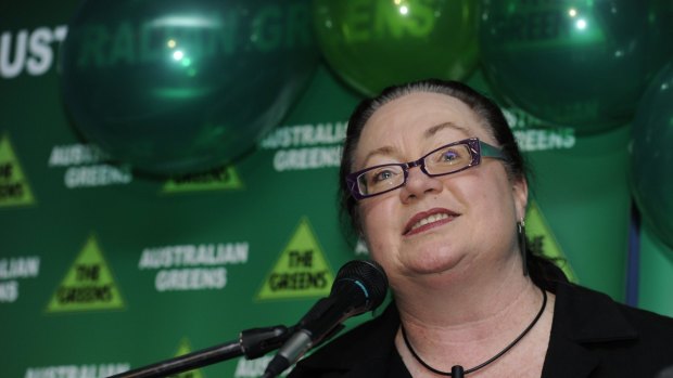 21 August 2010, Canberra Times News Photo by LANNON HARLEY. Story Phillip Thomson. ACT Greens Senate Candidate Lin Hatfield Dodds speaks at the Canberra Club in Civic for the Greens Campaign party. SPECIAL 303