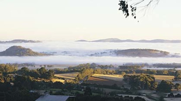 Cloud nine ... a shrouded Woodend in the heart of the Macedon Ranges.