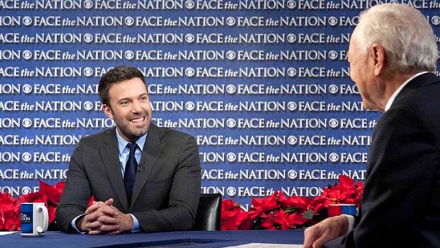 Ben Affleck with Bob Schieffer on <i>Face the Nation</i> in Washington.