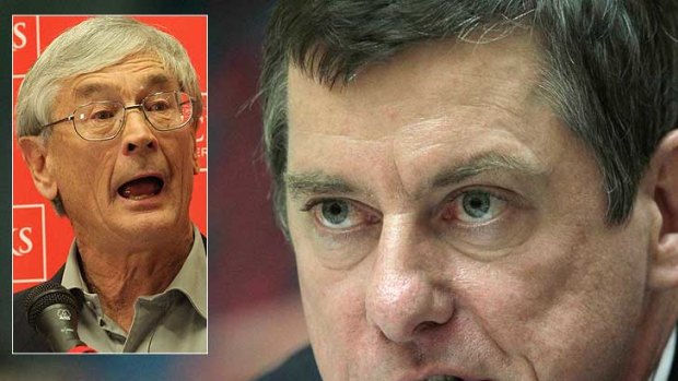 Dick Smith, inset, accuses Coles chief Ian McLeod of destroying farmers' livelihoods.