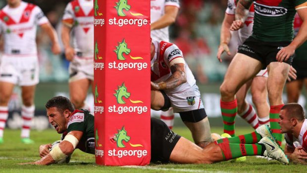 Pick of the litter: Sam Burgess crashed over for a try during a huge Saturday night showing, while brothers George and Luke also enjoyed strong Ultimate League performances.