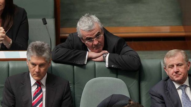 "The only certainty is that if they don't pull off this reform, I will withdraw my support" ... independent MP Andrew Wilkie, centre.