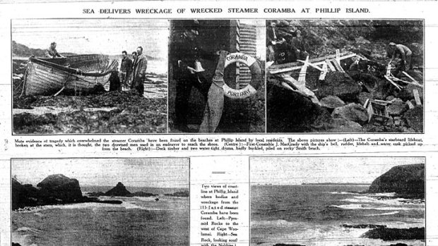 The Age report on the wreck of TSS Coramba from 3rd of December, 1934.